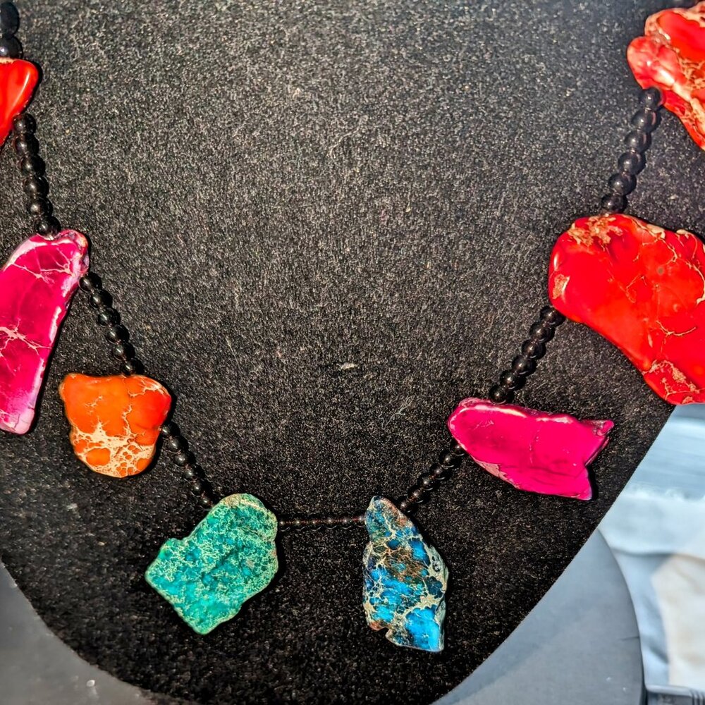 New mixed color stones long necklace by Amra Home Accents - Picture 2 of 6